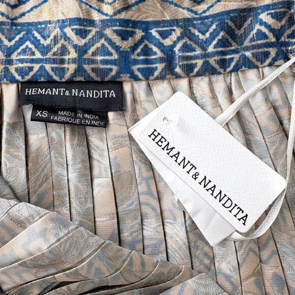 NWT Anthropologie Hemant & Nandita Pleated Beaded Midi Skirt Size XS - Picture 9 of 14